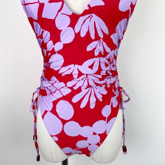 Trina Turk Red and Purple Floral One-Piece Swimsuit - Picture 4 of 12